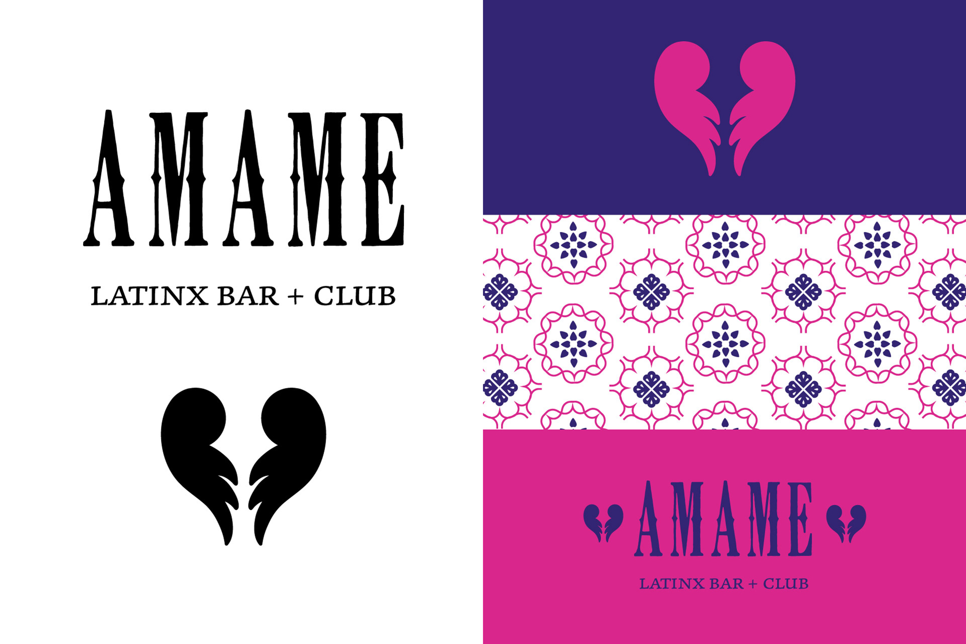 Various Amame logo uses and pattern