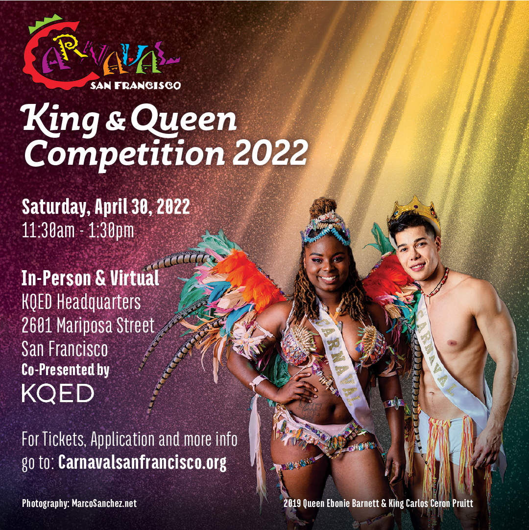 Digital flyer design for Carnaval SF's King and Queen Competition